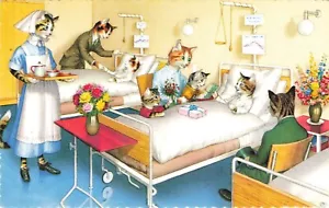 Eugen Hartung Gato Postal Serie 4879 Hospital Niño Enfermo Gato Flores Regalos - Imagen 1 de 2