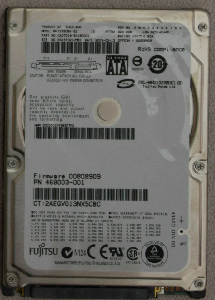 MHZ2320BH Fujitsu 320GB,Internal,5400 RPM 2.5"  Laptop HDD - Image 1 of 1