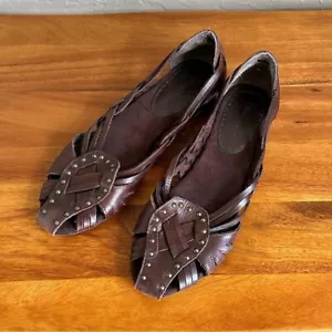 Bare Traps Cuero Marrón Oscuro Zapatos sin cordones Cuero Tejido Talla 9 Estilo Rouette - Imagen 1 de 7