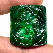 59.16 Cts Certified Natural Zambian Emerald Rich Green Carved Untreated Gemstone