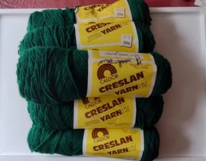9 Vtg Skeins of Caldor Creslan Knitting Yarn Old Stock Pack Hunter Green 12578 - Picture 1 of 12