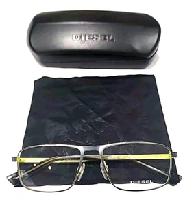 Diesel DL5351 009 Gunmetal Green Square Eyeglasses 55-16 145 New Case Cloth - Picture 1 of 6