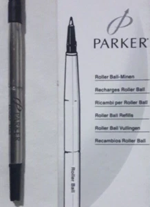 PARKER REFILL UN RICAMBIO ORIGINALE PER PENNA ROLLER BALL PUNTA FINE NERO NUOVO - Foto 1 di 7
