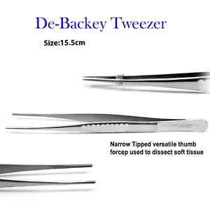 Dental Debakey Forceps Veterinary Surgical Atraumatic Tissue Dissecting Tweezers - Picture 1 of 4