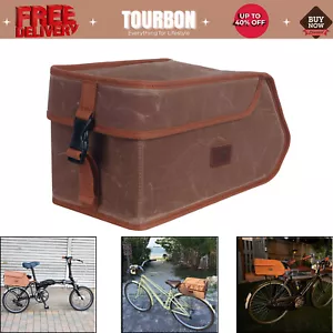 Tourbon Wax Canvas Bicycle Cooler Bag Bike Trunk Rear Rack Insulated Lunch Carry - Picture 1 of 24