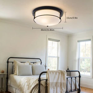 Flush Mount Ceiling Light LED Chandelier Home Kitchen Hallway Glass Lamp Shade - Picture 1 of 22