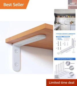 Versatile 8 Pcs 4 Inch White L Shelf Brackets - Ideal for Indoor & Outdoor Use - Picture 1 of 9