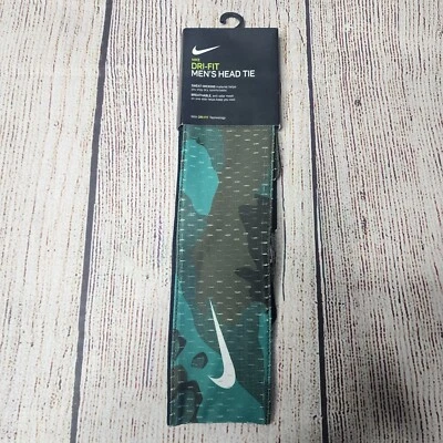Corbata para la cabeza Nike DRI-FIT reversible estampada para hombre verde áspero/negro/blanco Foto 1 de 3