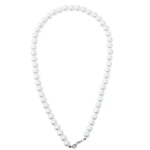 Collar gargantilla de perlas redondas - Collar colgante de cadena de perlas de imitación blanca para mujer - Imagen 1 de 8