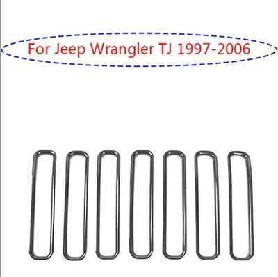 Черная отделка рамы решетки радиатора центрального переднего бампера для Jeep Wrangler TJ 1997-06 7 шт. - Изображение 1 из 4