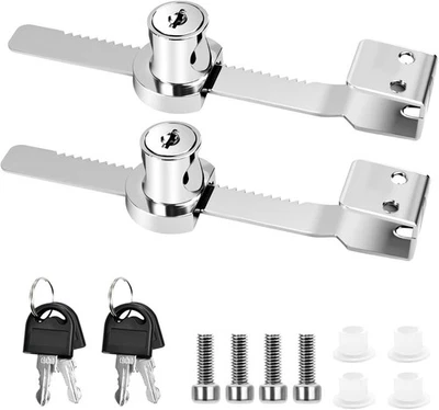 2 Pack Keyed Alike Sliding Glass Door Ratchet Lock, Showcas Display Lock with Ch - Image 1 of 4