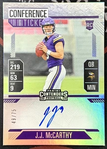 2024 Panini Contenders J.J McCarthy Conference Ticket On Card Auto /75 Vikings - Picture 1 of 2
