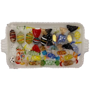 Vintage Murano Rare Collection Of Art Hand Blown Candy 22 Pieces Multicolor - Picture 1 of 14