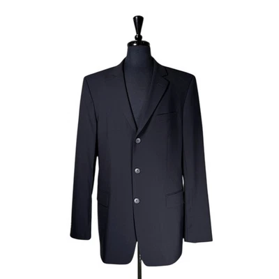 Hugo Boss Hombres 42L Azul Oscuro Lana Elastizada Blazer Abrigo Deportivo Chaqueta 3 Botones Foto 1 de 4