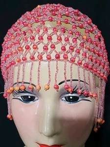 Beaded Fringe Flapper Style Headpiece Hat - Picture 1 of 4