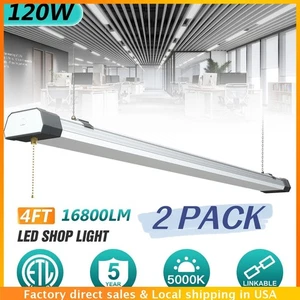 ETL 120W LED Shop Light 16800LM Linkable Ceiling Tube Fixture 5000K Super Bright - Picture 1 of 11