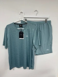 Herren Alpyrex Activewear Woven Allure Stone Blau Top Und Shorts Set Größe XL - Bild 1 von 20