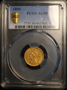 1850 $2.50 Liberty $2 1/2 Gold Quarter Eagle PCGS AU50 - Picture 1 of 4