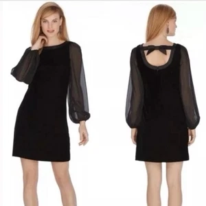 White House Black Market Kleid Größe 6 mit transparenten Ärmeln - Bild 1 von 6