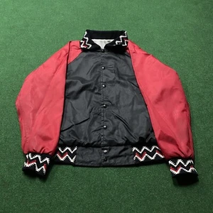 Vintage Aztec Pattern Jacket Mens 2XL Black Red Navajo Pattern Coat USA MADE - Picture 1 of 9