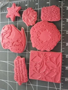 Sello de goma sin montar 7p Navidad Guirnalda Ángel Poinsettia Espíritu Alegría - Imagen 1 de 2