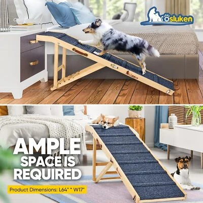 Adjustable Heights Dog Ramp Foldable Dog Stairs Non-Slip Ramp for Bed Sofa Car - Imagem 1 de 4
