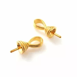 Enchapado en oro de 22k sobre plata esterlina 925 - Elegante tapa de cuentas con poste (2 piezas) - Imagen 1 de 3