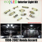 Fits 1998-2002 Honda Accord WHITE LED Interior Light Accessories Package Kit 10x