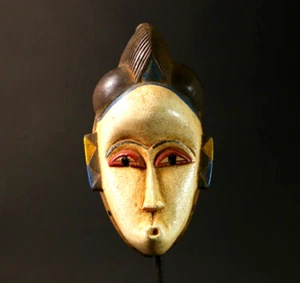 Guro Baule African Mask Hand Carved Wooden Portrait Wall Hanging Decor Art-G3075 - Picture 1 of 24