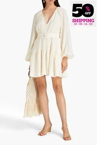 RRP€480 JONATHAN SIMKHAI A-Line Dress Size S Lined Gathered Belted Long Sleeve - Picture 1 of 6