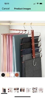 Paquete de 2 organizadores de armario de madera de haya para colgar pantalones de ahorro de espacio Moralve Foto 1 de 4