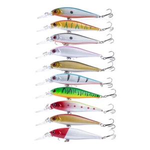 10PCS Fishing Lures Minnow Hook Bass Trout Bait Crankbait 10.5cm/9.5g Tackle - Picture 1 of 15