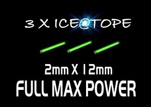 ICEATOPE 3 X ICE GREEN Isotopes Isotope 2mm X 12mm Betalights Carp Fishing Gear