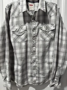 Levi's Pearl Snap Button Up grau kariert Langarm Western Cowboy Herren Hemd L - Bild 1 von 7