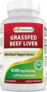 Best Naturals Grass Fed Beef Liver 4500Mg 250 Capsules - Picture 1 of 12