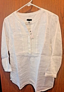 Talbots, XSM, Women Blouse, White NWT, L 26", W 19", Sleeve 18.5", Extra Button - Picture 1 of 4