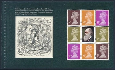 GB 2009 BOOKLET PANE SG Y1762L FROM DX45 CHARLES DARWIN FINE MINT MNH - image 1 of 2