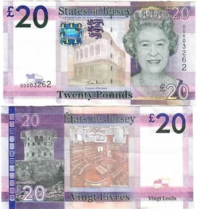 Jersey 20 Pounds 2010 VF/EF "Black" Perfect Register Error! - Picture 1 of 3