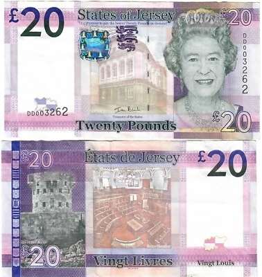 Jersey 20 Pounds 2010 VF/EF "Black" Perfect Register Error! - Image 1 of 3