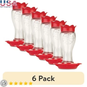 6 Pack Glass Hummingbird Feeder Bee Resistant Ant Moat Easy Fill Dishwasher Safe - Picture 1 of 11