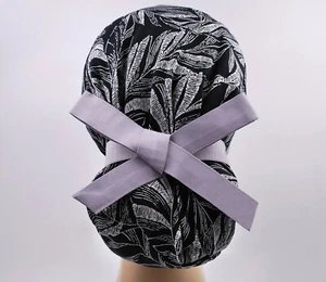 Scrub hats, nurse scrub cap, womens surgical hat, ponytail scrub cap leaf - Picture 1 of 3