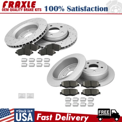 Rotores de freno delanteros y traseros + kit de pastillas de freno de cerámica para Jeep Wrangler 2007-2017 Foto 1 de 4