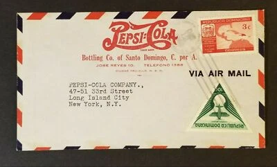 1940 República Dominicana a Nueva York EE. UU. Pepsi Embotellado Publicidad Correo Aéreo Cubierta Foto 1 de 2