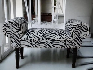 Zebra Window Seat Bed End Sofa Chair Chaise Lounge Bench Pouffe Bedroom - Picture 1 of 6