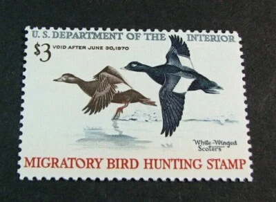 US  Duck Stamps Scott# RW36 White-winged Scoters 1969 MNH L494 (1) - Image 1 of 2