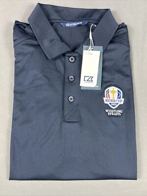 Cutter & Buck Ryder Cup Shirt Polo Golf Logo Small Navy Blue Polyester MSRP $55 - Image 1 of 4