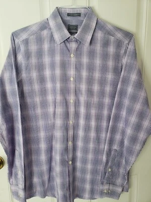 Camisa de vestir vintage Arrow para hombre calce ajustado 15-15,5 34/35 púrpura a cuadros sin arrugas Foto 1 de 4