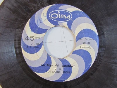 LOS GATOS LOCOS «LA FUGA DEL PARALITICO/LA MARCHA DEL 39″ 7» CUMBIA PSYCH PERU - Image 1 of 2