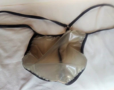 Men's EXTRA Big Guy G String LATEX Rubber THONG Clear Smoke Y Back USA Made MB5 - Image 1 of 4