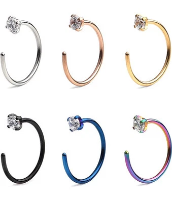 Joyería corporal de acero inoxidable circonita cúbica diamante transparente de 6-2,5 mm 10 mm Foto 1 de 2